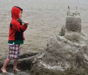 Sandcastle intensely fortifided